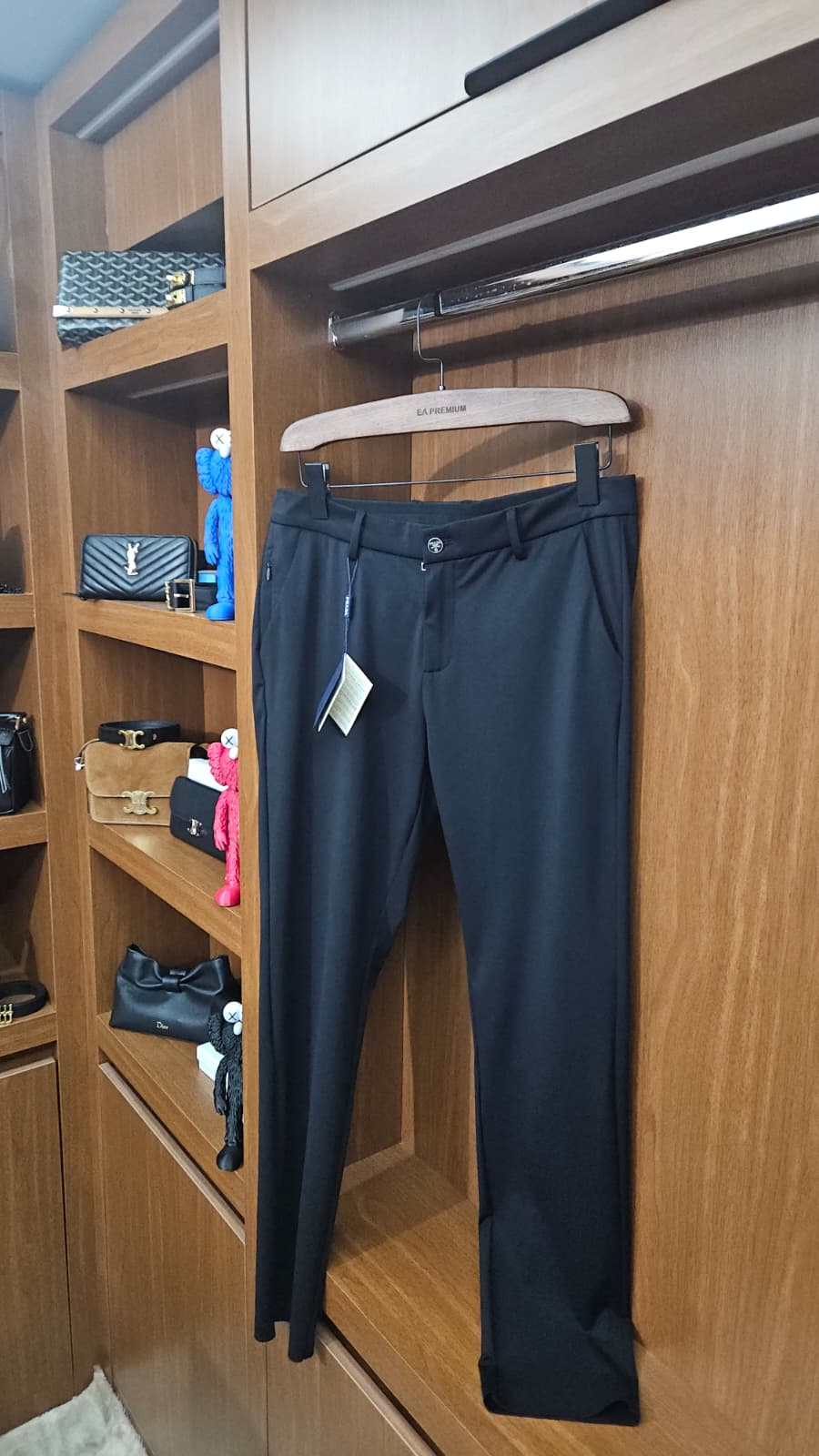 Prada İkonik Logolu Siyah Gabardin Pantolon - Klasik Kesim