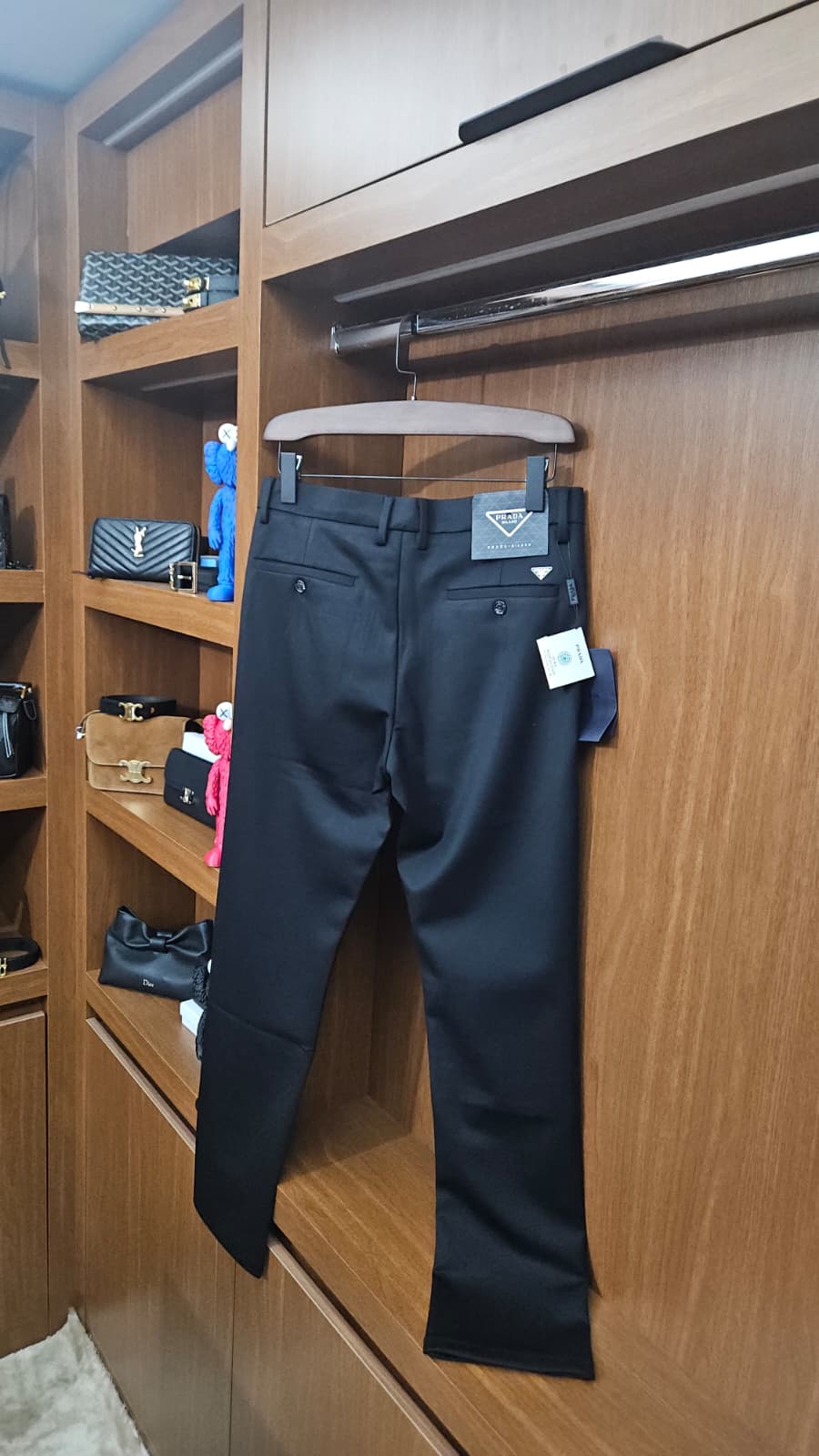 Prada Mikro Üçgen Logolu Siyah Teknik Gabardin Pantolon