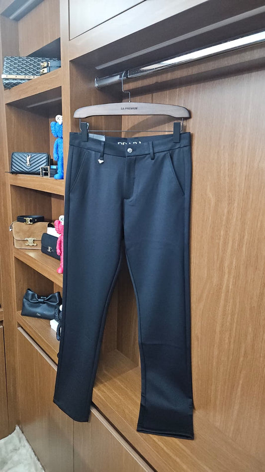 Prada Mikro Üçgen Logolu Siyah Teknik Gabardin Pantolon