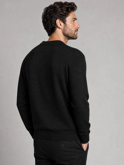 HERMES Siyah Kazak – Modern Kesim, Minimal Tasarım, Logo Detaylı (Erkek)