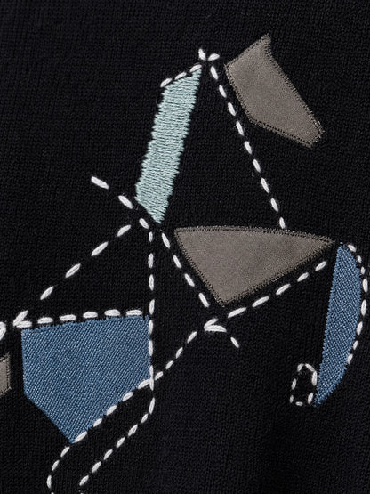 HERMES Siyah Kazak – Modern Kesim, Minimal Tasarım, Logo Detaylı (Erkek)
