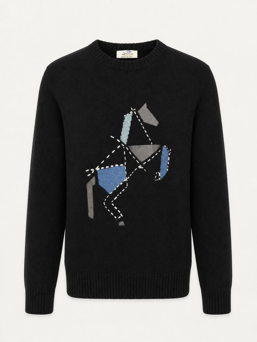 HERMES Siyah Kazak – Modern Kesim, Minimal Tasarım, Logo Detaylı (Erkek)